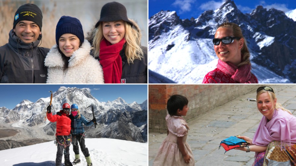 Christina Sandström var fyra år när hon sa att hon ville bestiga Mount Everest och åka pulka utför. Men att hon skulle träffa sin kärlek och bo i Nepal hade hon kanske inte kunnat drömma om. Nu bor hon i Småland, maken Saran pendlar säsongsvis till Himalaya och dottern Mahima studerar musik i Linköping.