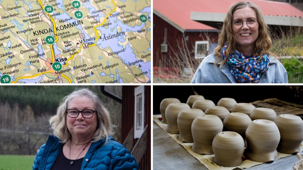 Keramikern Karoline Broo, till vänster, och fotokonstnären Karolina Germundsson hoppas att många besöker Kinda under Östgötadagarna i helgen. 