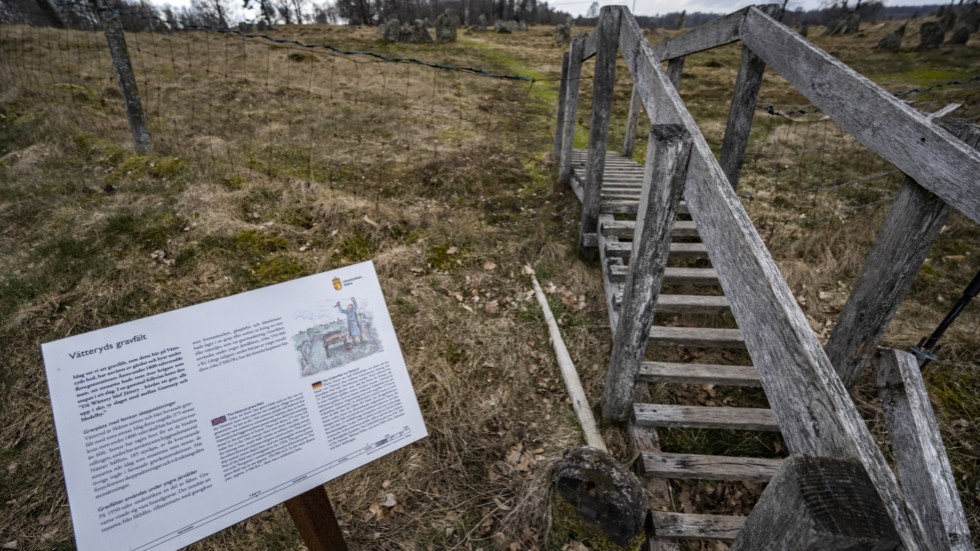 Informationsskylt vid Vätteryds gravfält. Arkivbild.