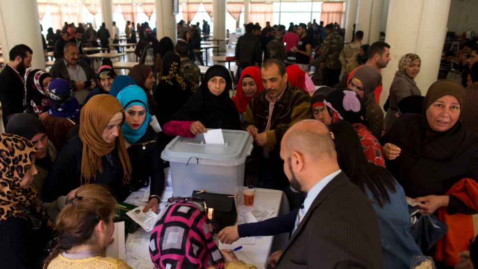 Damaskusbor röstar i det förra parlamentsvalet 2016, som slutade med att al-Assads parti och dess allierade vann en klar majoritet av platserna i parlamentet.