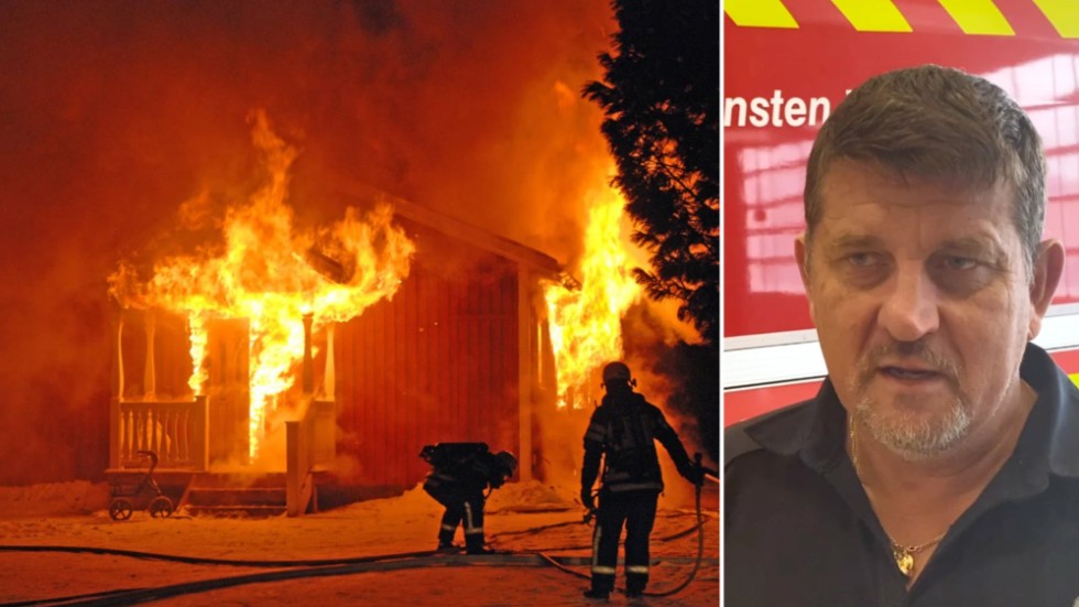 Peter Helge är räddningschef i Vimmerby kommun. Han ser en ökad risk för bostadsbränder med dödlig utgång. Brand på bilden inträffade i en anna del av Sverige.