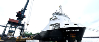 Batteridrivna transportfartyget på gästspel i Luleå hamn