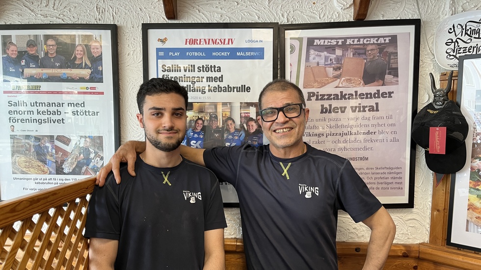 Devrim and Salih Oktay at the pizzeria Viking. "I like challenges," says Salih Oktay about fitting as much as possible into the small container.