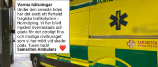 Efter tragiska olyckorna: Nu hyllar ambulansen allmänheten