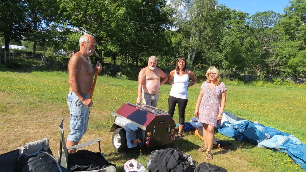 Ola Lindblom, Jan Fröjd, Maria Ludvigsson och Ann-Marie Augustsson från Värmland är mycket positiva till hur campingen på HojRock sköts. Foto: Åsa Thaberman