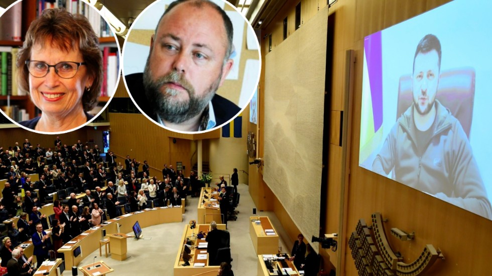 Gudrun Brunegård (KD) och Jan R Andersson (M), var båda på plats i riksdagen när Ukrainas president Volodymyr Zelenskyj höll tal. 