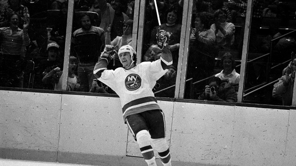 Den före detta New York Islanders-spelaren Mike Bossy efter att ha gjort ett hattrick mot Pittsburgh Penguins 1981. Arkivbild.