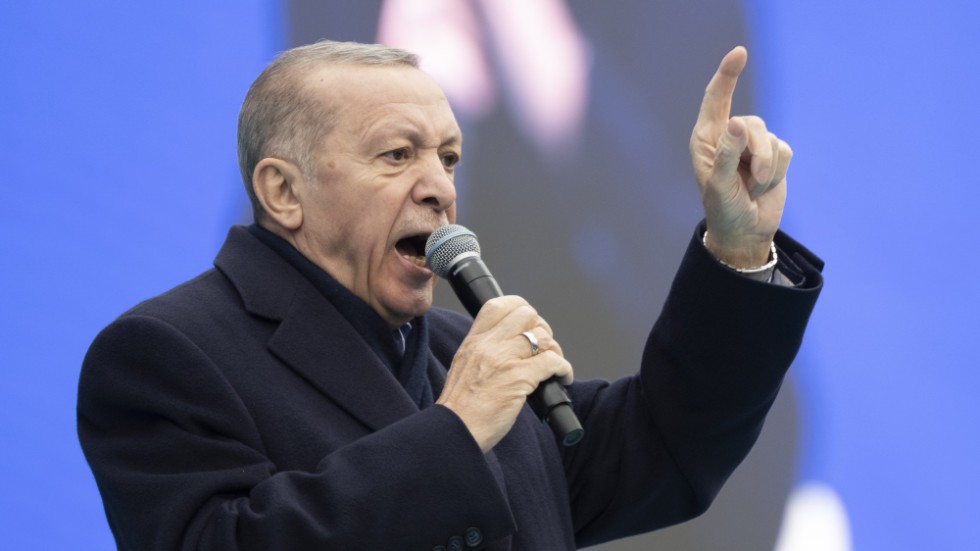 Turkiets president Recep Tayyip Erdogan under ett valtal i Ankara den 30 april.