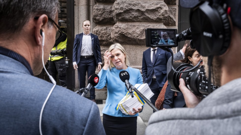 Finansminister Magdalena Andersson (S) genomförde budgetpromenaden utan större trängsel.