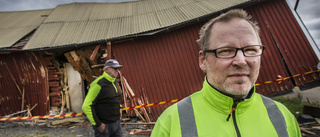 Hans hus totalförstördes när lastbilen körde av vägen