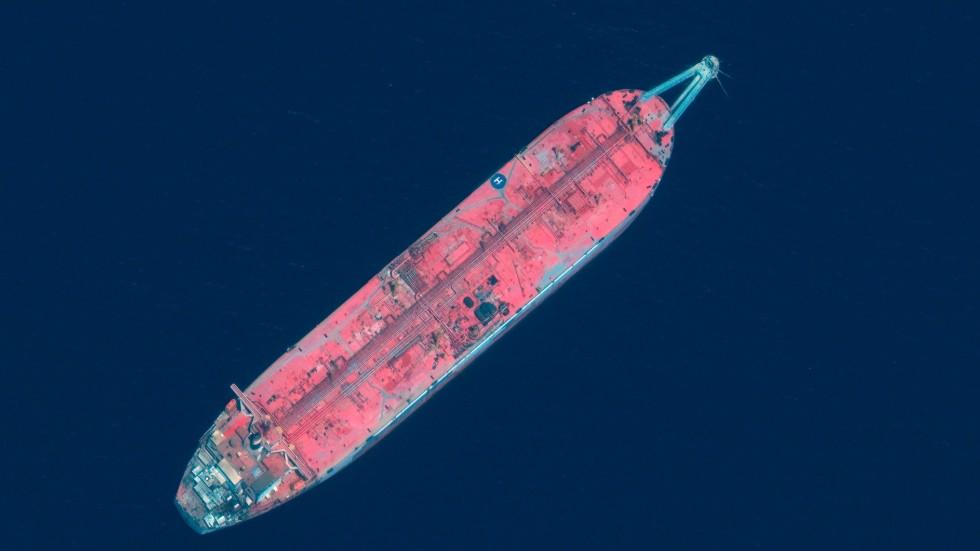 Satellitbild som visar Safer, som ligger för ankar utanför Jemens kust. Arkivbild.