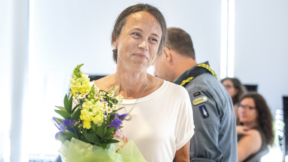 Maria Amér vid prisceremonin till Årets gotlänning 2020.