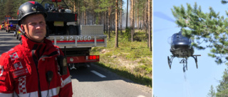 Skogsbrand utanför Norsjö – bil började brinna efter singelolycka