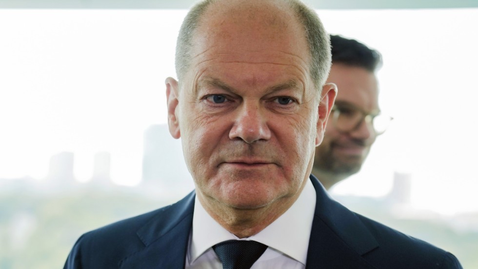 Sänkt prognos för Tyskland, med förbundskansler Olaf Scholz. Arkivbild