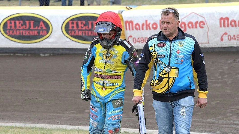 Västervik Speedways lagkapten Peter Ljung och lagledare Morgan Andersson.
