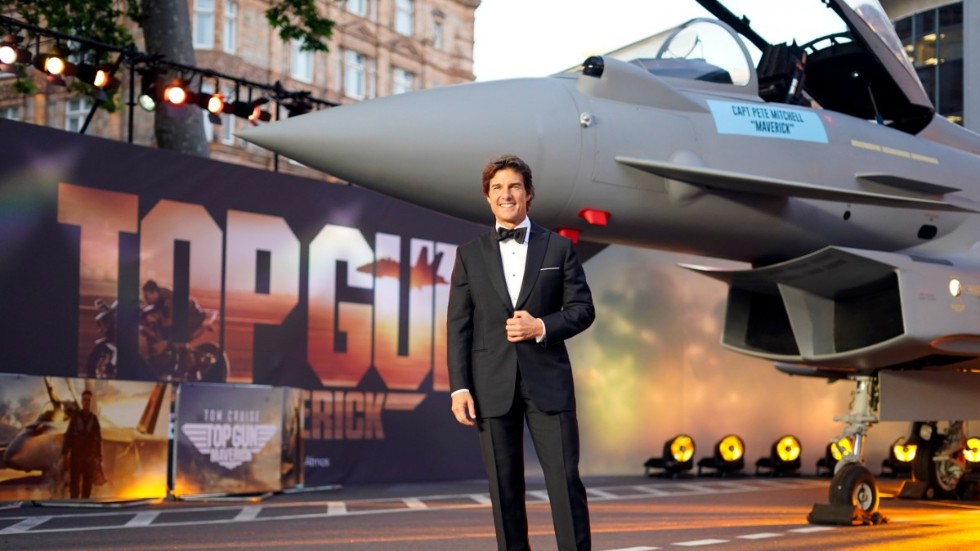 Tom Cruise vid premiären för "Top Gun: Maverick" i Storbritannien.