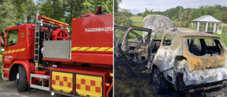 Larm om bilbrand på Fogdön – kraftig eldutveckling