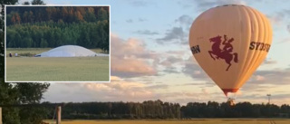 Här landar luftballongen på en åker i Jäder