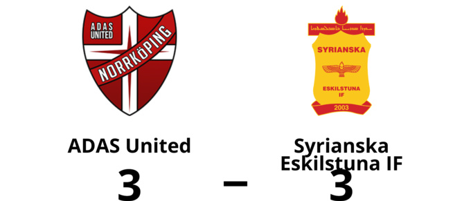 Syrianska Eskilstuna IF tappade ledning till oavgjort mot ADAS United