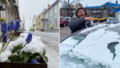 Snön faller i både Strängnäs och Mariefred
