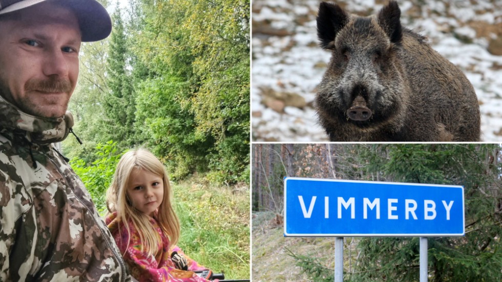 "På marker bara någon kilometer från varandra kan det se helt olika ut. Men de flesta berättar att det är en kraftig minskning av vildsvin", berättar Andreas Svensson här på bild med dottern Tuva. 