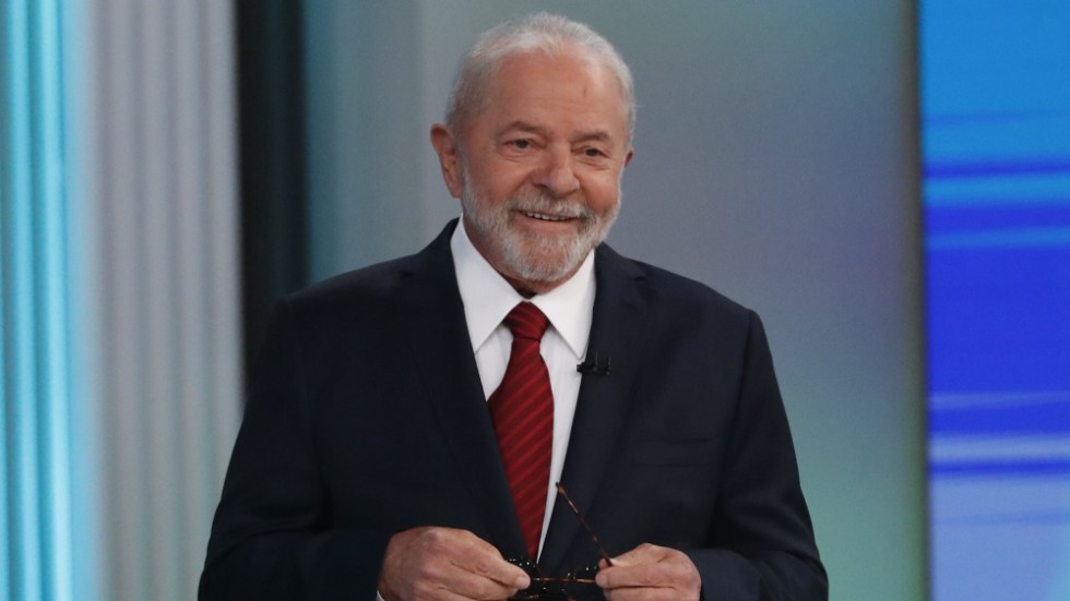 Lula da Silva vid den sista tv-debatten inför valet, i fredags.