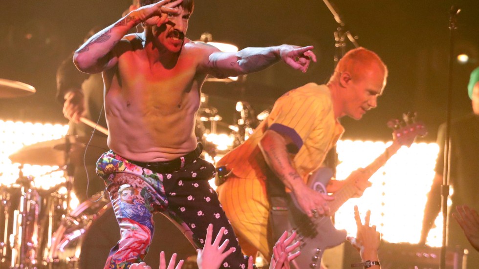 Anthony Kiedis och Michael "Flea" Balzary i Red Hot Chili Peppers kan snart stoltsera med en stjärna på Hollywoods Walk of fame. Arkivbild.