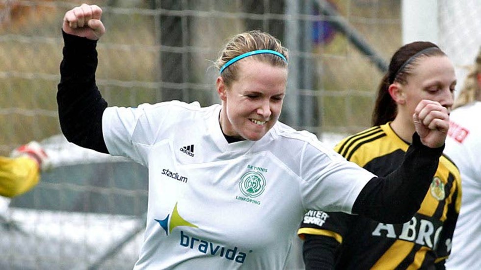 Nöjd. Tova Linder bidrog till Tinnis poäng genom 1–0-målet mot Husqvarna i lördags.