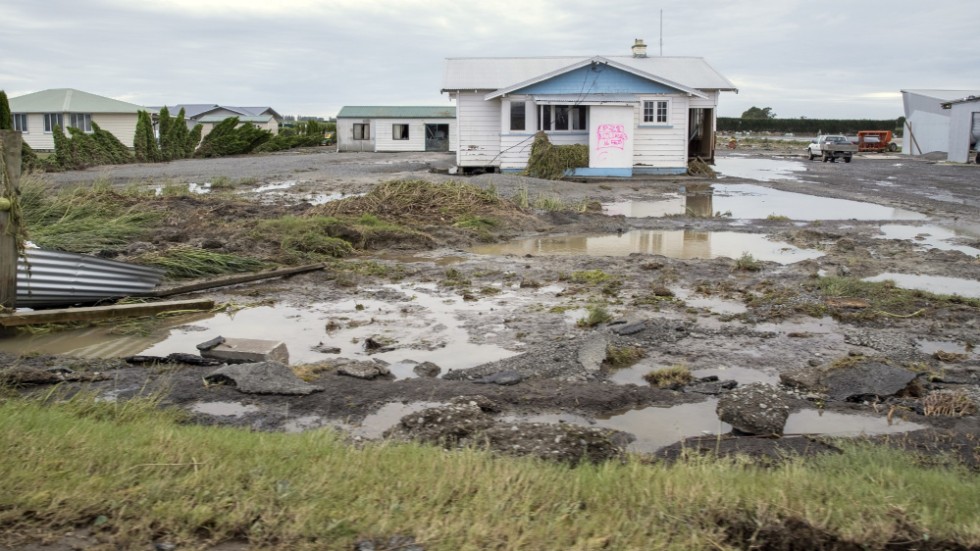 Området Hawke's Bay i Nya Zeeland är ett av de värst drabbade av orkanen Gabrielles framfart. Bild från fredagen.