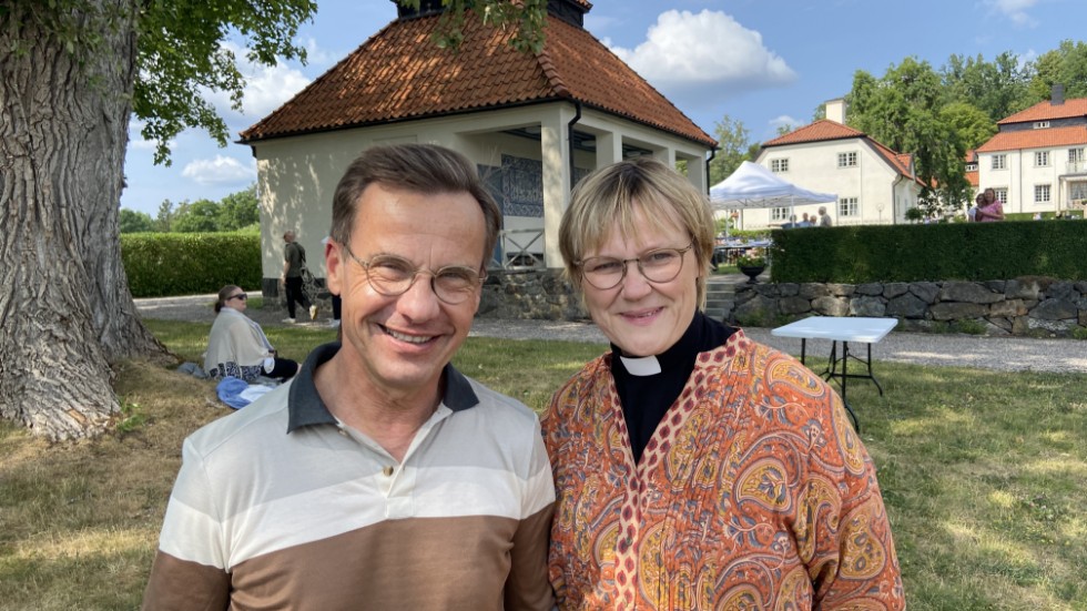 Statsminister Ulf Kristersson med hustrun Birgitta Ed Kristersson på Harpsund sommaren 2023. 