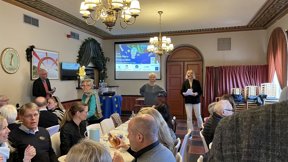 Anna-Maria Corazza Bildt, Liberalernas andranamn inför EU-valet, besökte Rotary i Nyköping och talade om unionens starka kraft. 