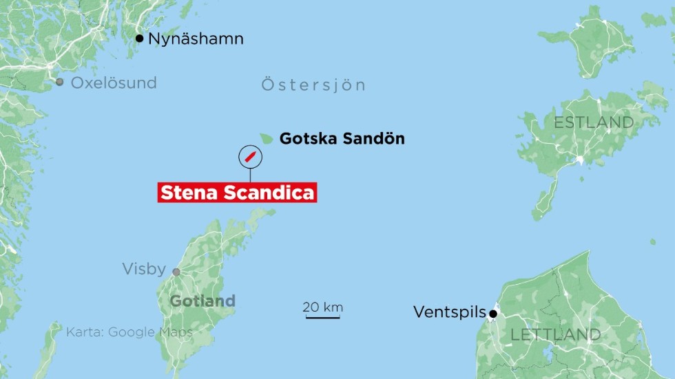 Stena Scandicas position nära Gotska Sandön.