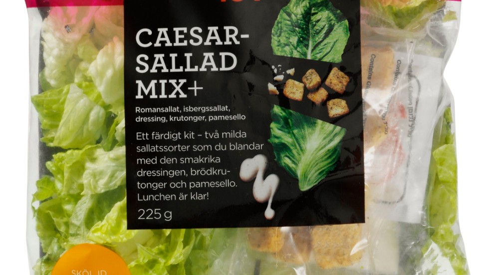 Ica återkallar sina påsar med Caesarsallad sedan det upptäckts att produkten kan innehålla spår av soja. Pressbild.