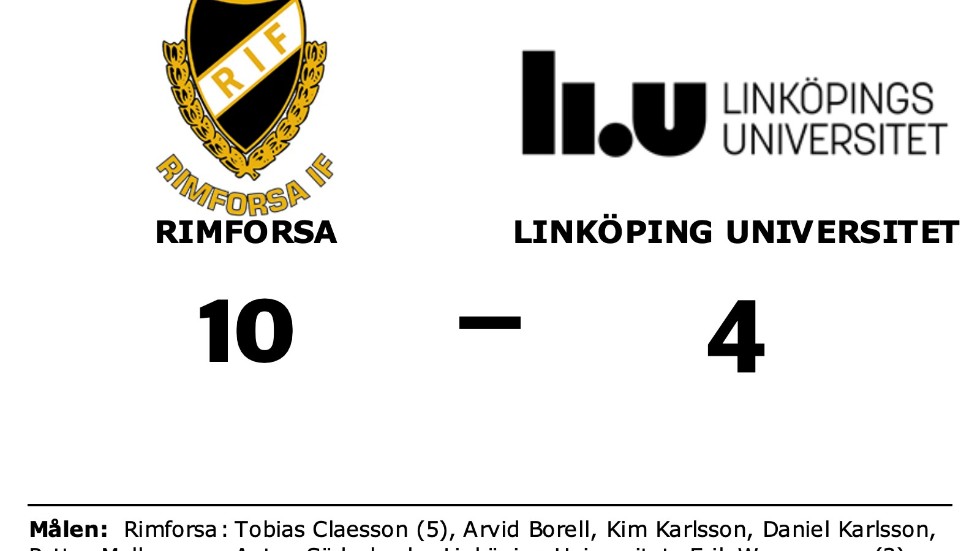 Rimforsa IF vann mot Linköpings Univ