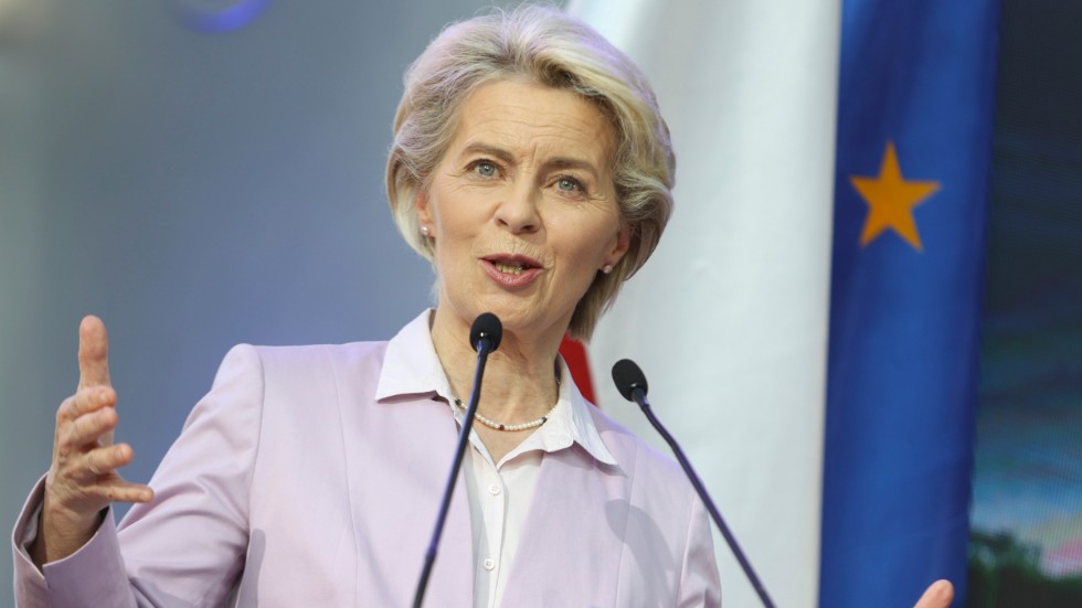 EU-kommissionens ordförande Ursula von der Leyen under en presskonferens tidigare i juni.