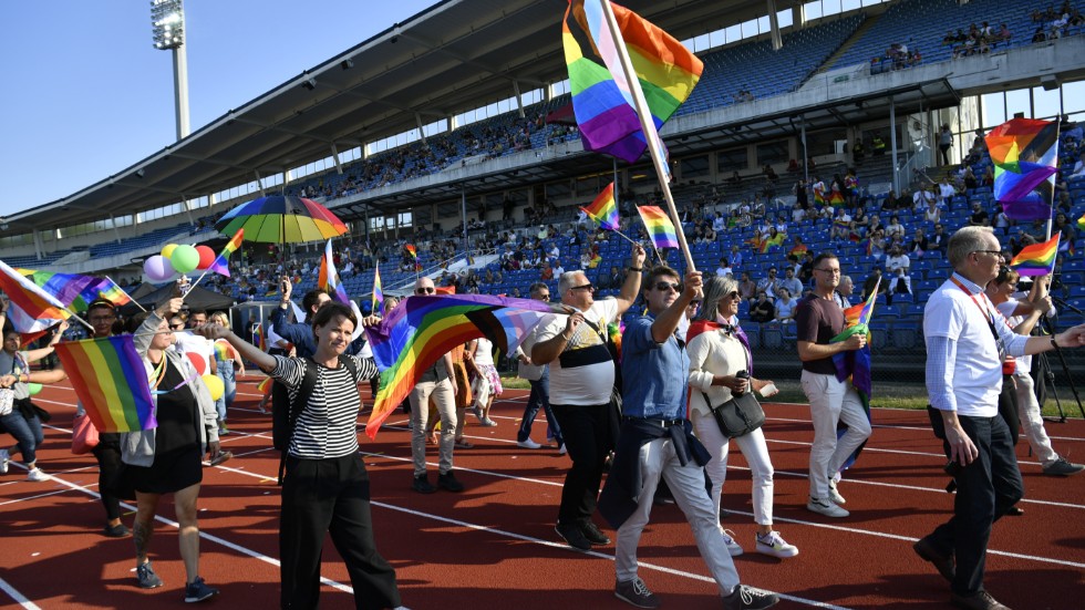 World Pride-paraden på Malmö stadion på torsdagen.