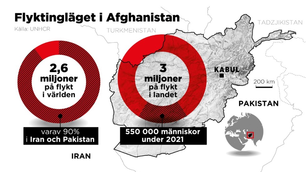 Flyktingsituationen i Afghanistan den 23 augusti i år.