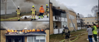 Flerbostadshus i Öjebyn i lågor – branden har spridit sig: "Inga rapporter om att den är under kontroll"