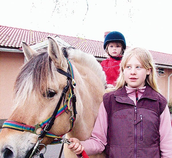 Rida var roligast tyckte lilla Embla Jensen. Hon fick hjälp med hästen Lotti av Stefanie Steinvall.