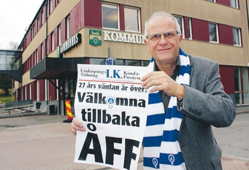 Kommunalrådet Lennart Haraldsson (s) njuter över ÅFF:s allsvenska avancemang.