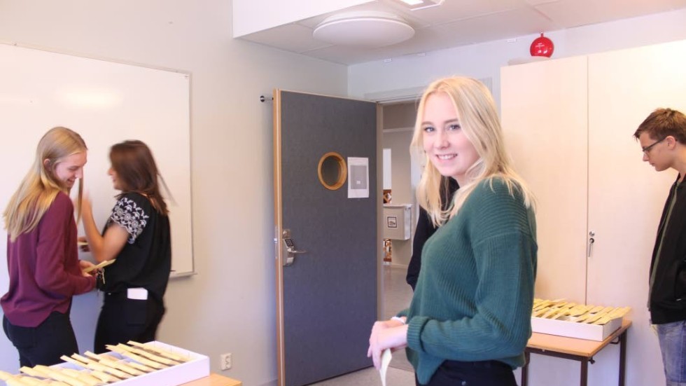 Julia Karlsson går i ettan på Vimmerby gymnasium. Hon var en av många som passade på att rösta i skolvalet.