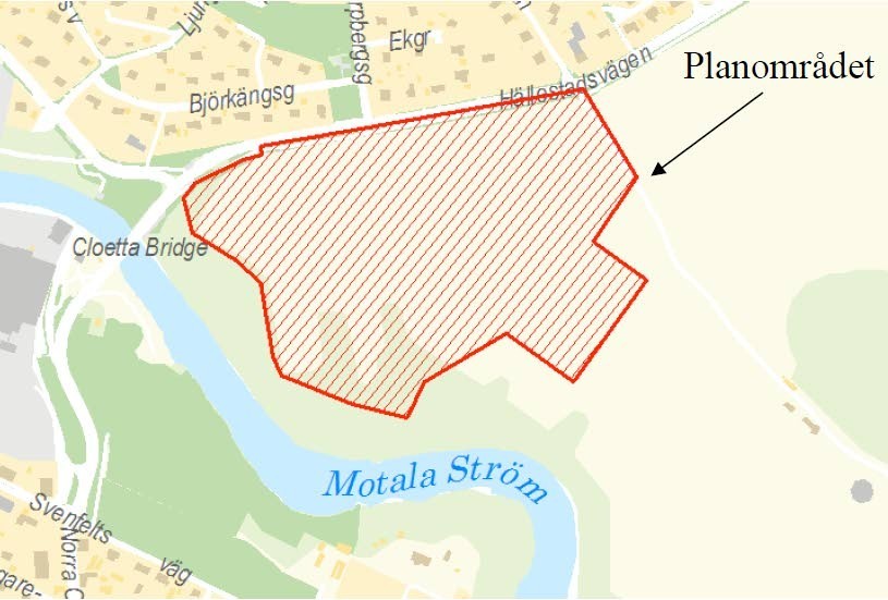 Norr om Motala Ström i Ljungsbro planeras cirka 160 bostäder.
