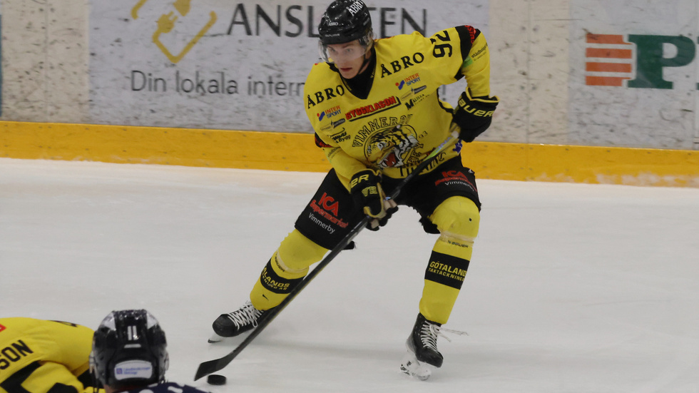 Hugo Ollila blev matchjälte för Vimmerby Hockey.
