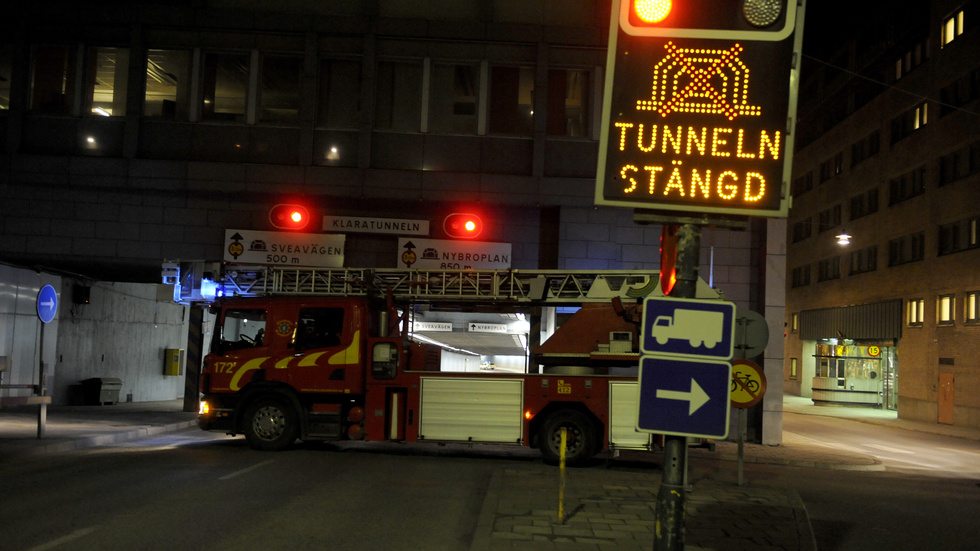 Klaratunneln i centrala Stockholm kan komma att vara stängd i flera dagar efter en trafikolycka på fredagsmorgonen. Arkivbild