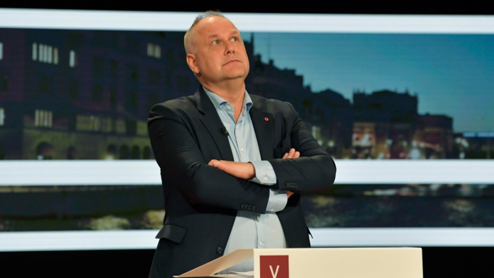 Vänsterns partiledare Jonas Sjöstedt inför partiledardebatten i SVT i söndags. Arkivbild.