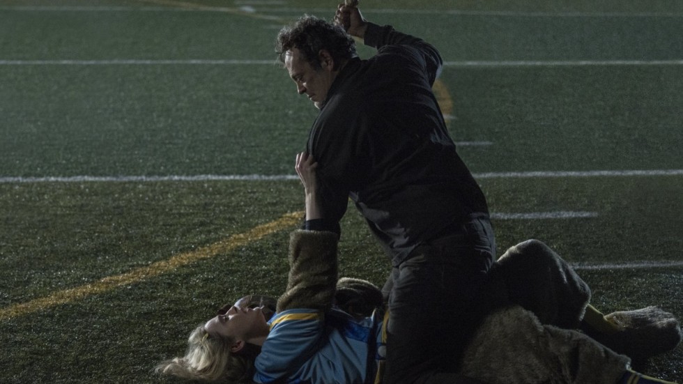 Millie Kessler (Kathryn Newton) och The Butcher (Vince Vaughn) byter kroppar i "Freaky". Pressbild.