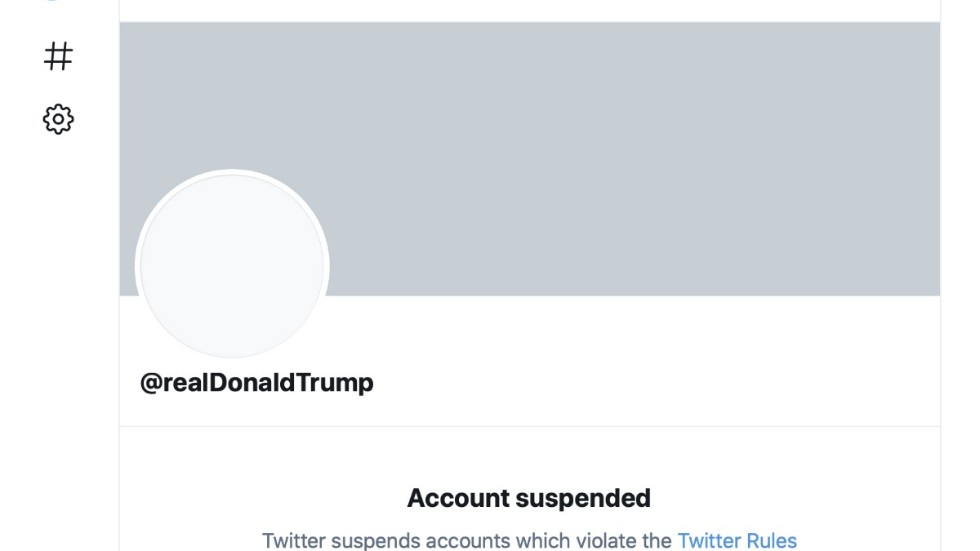 Twitter har stängt av kontot för USA:s president Donald Trump och anger risk för att han ska "uppvigla ytterligare till våld" som skäl.