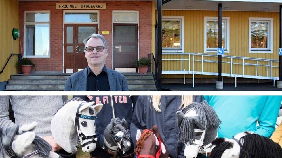 Bertil Carlsson i Frödinge bygdegårdsförening är glatt överraskad över intresset för tvådagarstillverkningen av käpphästar med hemslöjden i Kalmar län. 