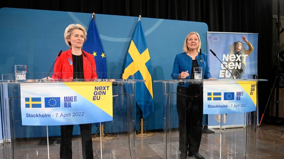 Statsminister Magdalena Andersson (S) och EU-kommissionens ordförande Ursula von der Leyen höll gemensam pressträff.