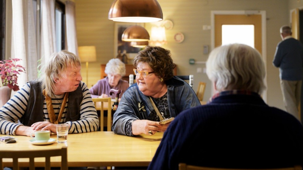 Tage (Tomas von Brömssen) och Rut (Marianne Mörck) är kompisar på ett ålderdomshem i "Dag för dag". Pressbild.